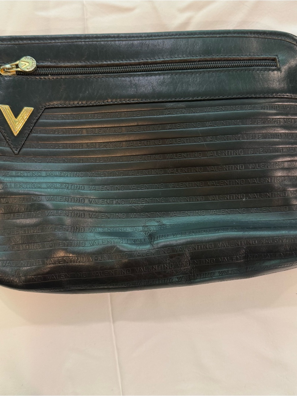 Mario Valentino Black Leather Clutch with Gold Plaque - Picture 2 of 6